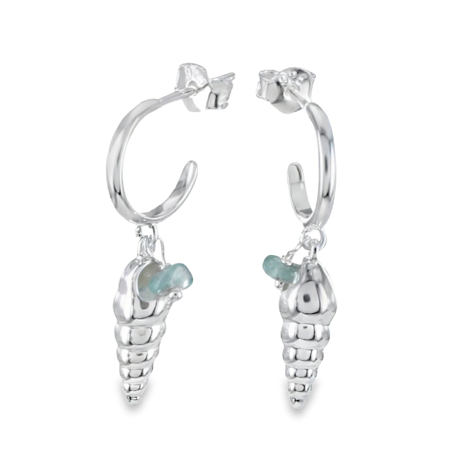 Conch Shell and Aqua Drop Earrings - Reeves & Reeves