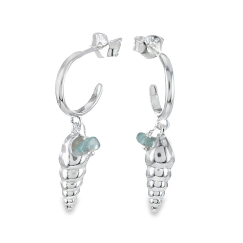 Conch Shell and Aqua Drop Earrings - Reeves & Reeves