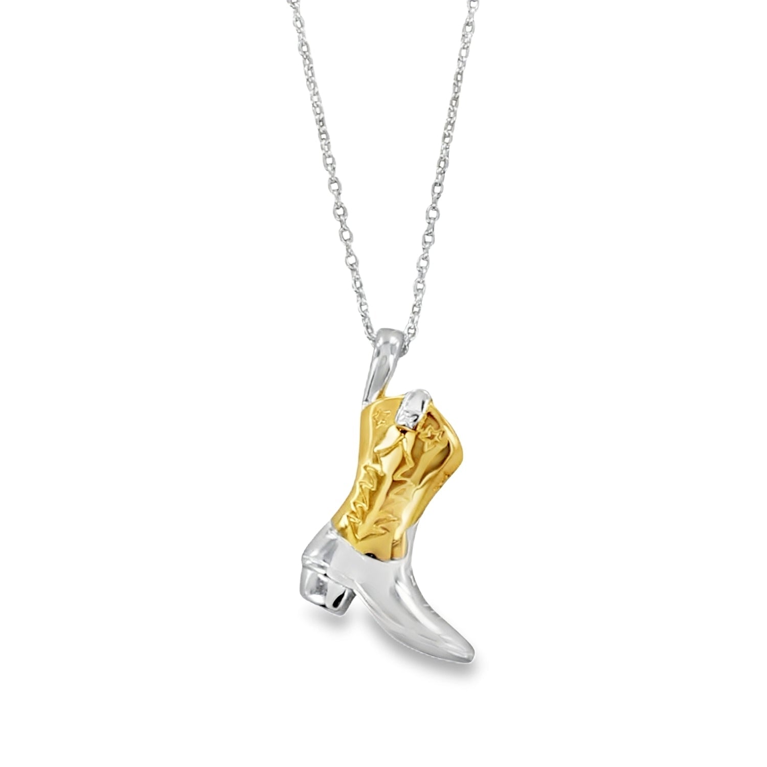 Cowboy Boot Necklace in Silver and Gold Plate - Reeves & Reeves