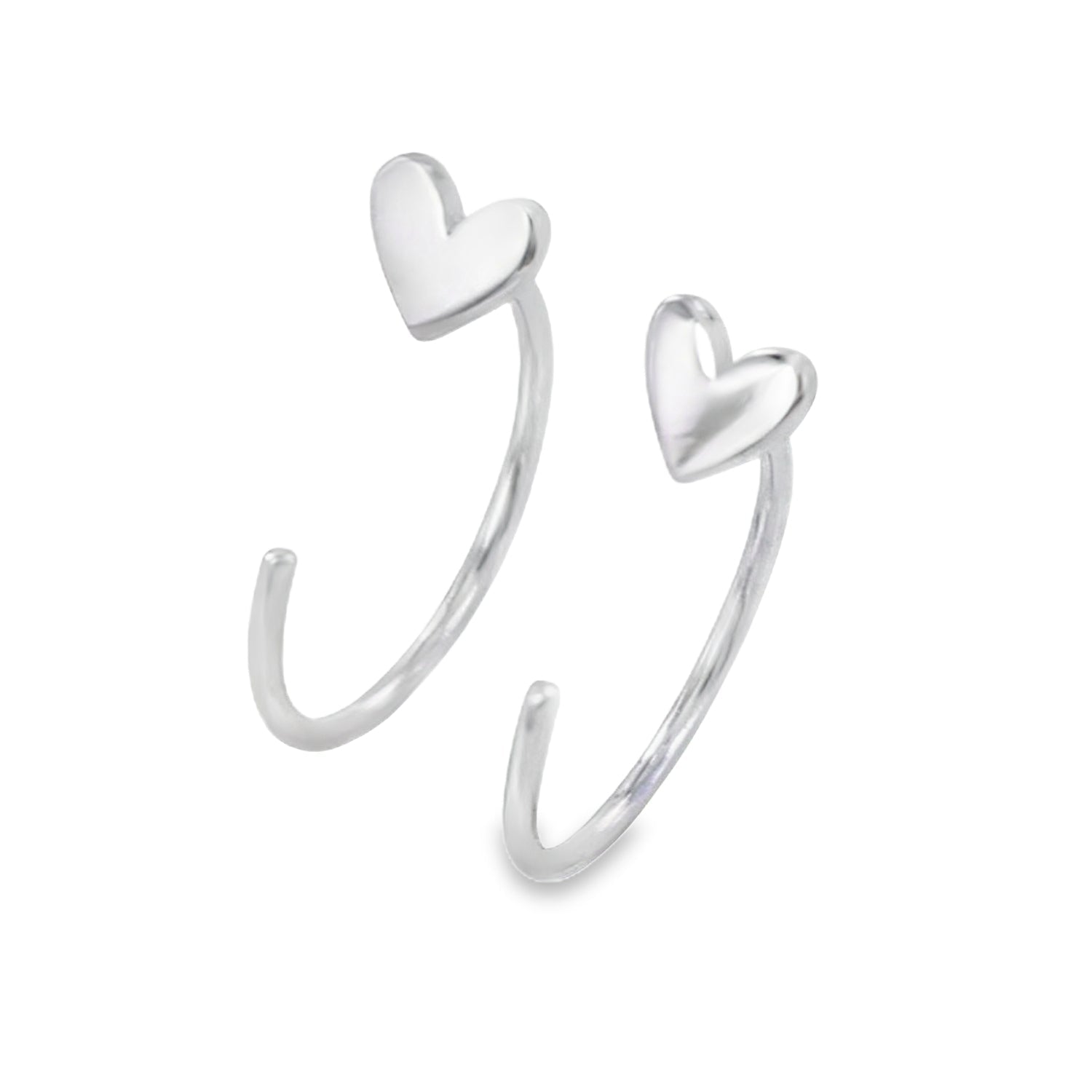 Crescent Heart Sterling Silver Hoop Earrings - Reeves & Reeves
