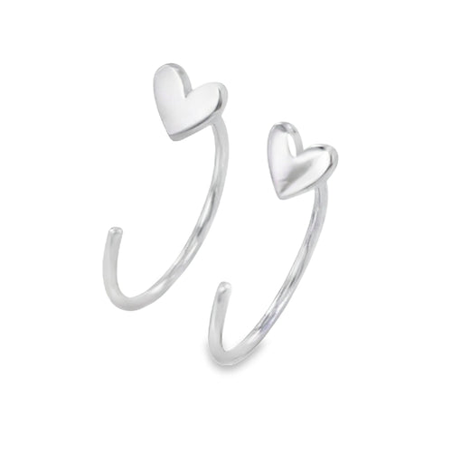 Crescent Heart Sterling Silver Hoop Earrings - Reeves & Reeves