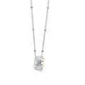 Sterling Silver Crown Pendant with gold plated detail on the crown spikes, hanging on a silver beaded chain.