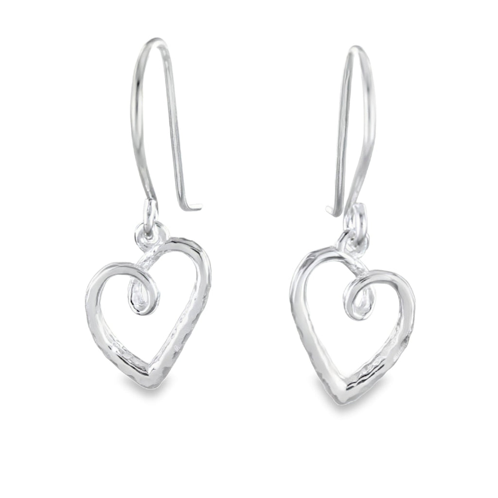 Curly Heart Earrings in Sterling Silver - Reeves & Reeves