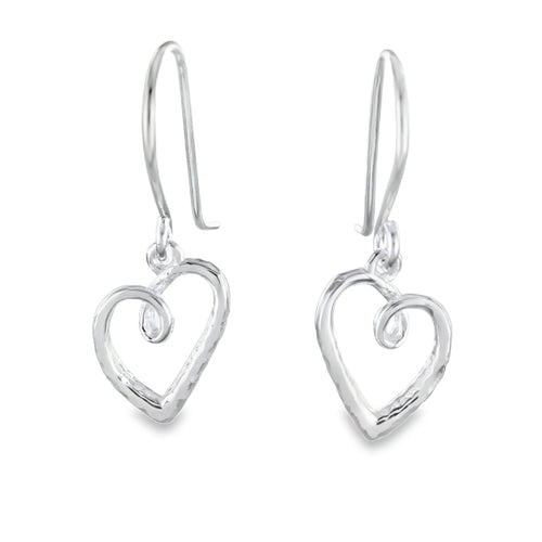 Curly Heart Earrings in Sterling Silver - Reeves & Reeves