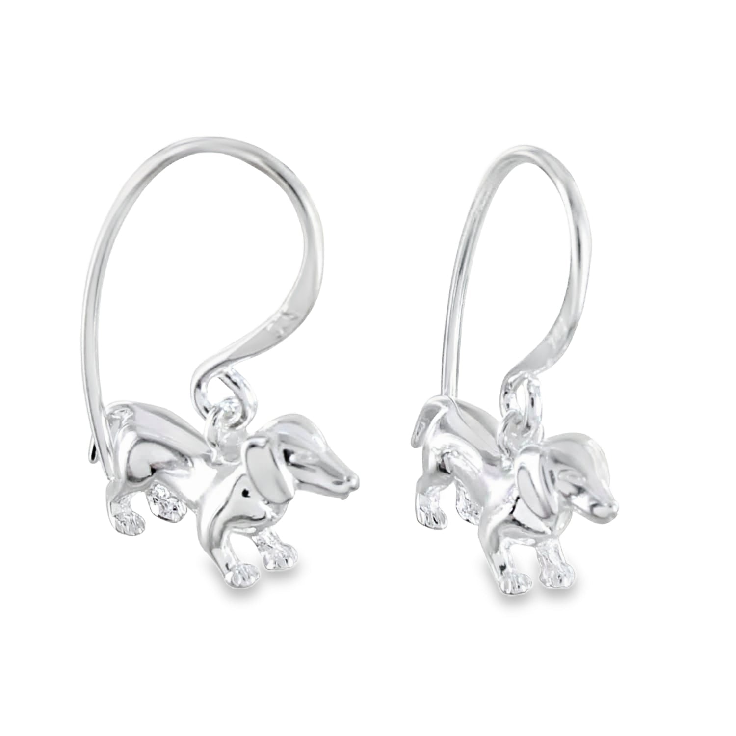 Dachshund Sterling Silver Drop Earrings - Reeves & Reeves
