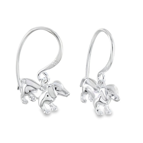 Dachshund Sterling Silver Drop Earrings - Reeves & Reeves