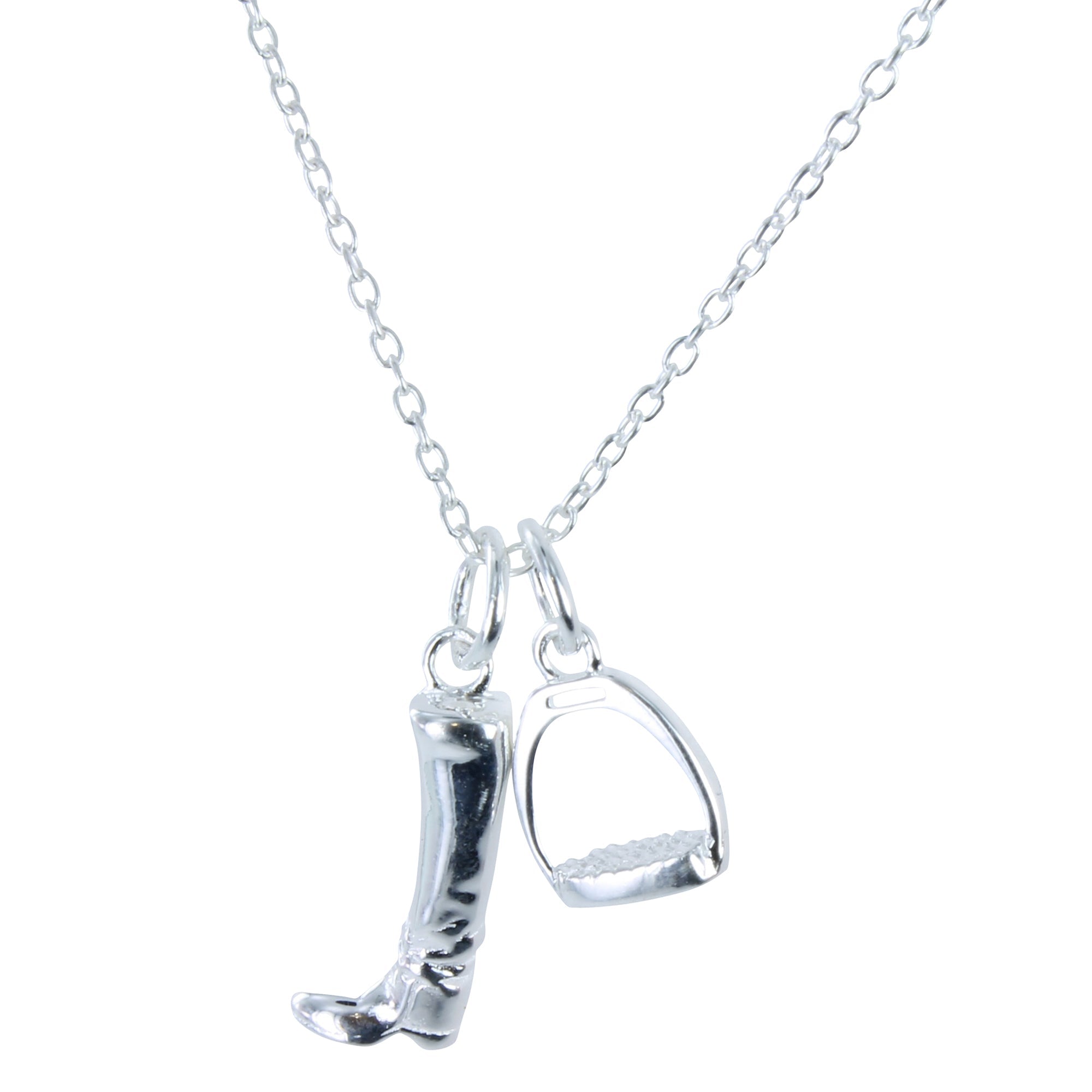 Detailed Sterling Silver Boot and Stirrup necklace - Reeves & Reeves