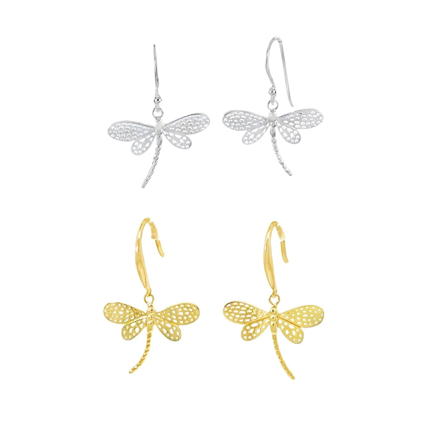 Dragonfly Sterling Silver Drop Earrings - Reeves & Reeves