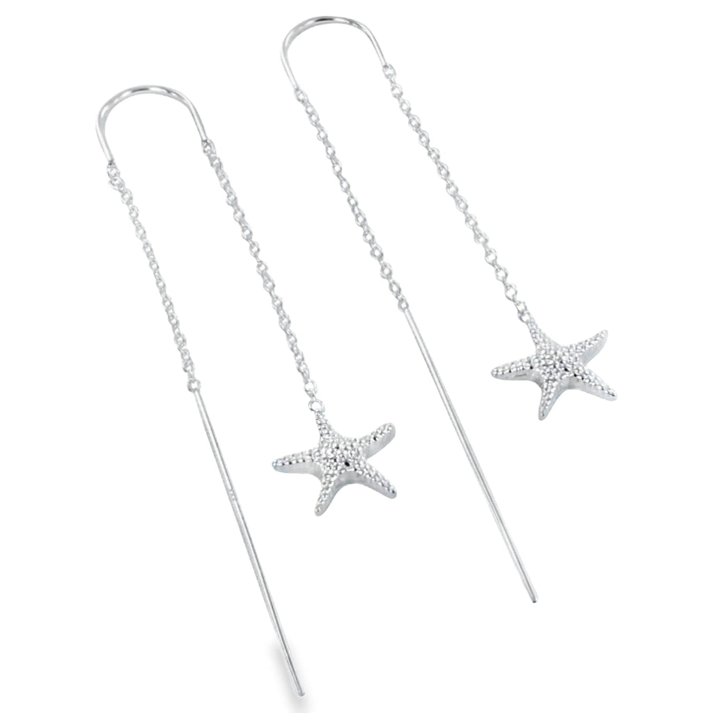 Falling Starfish Earrings in Sterling Silver - Reeves & Reeves