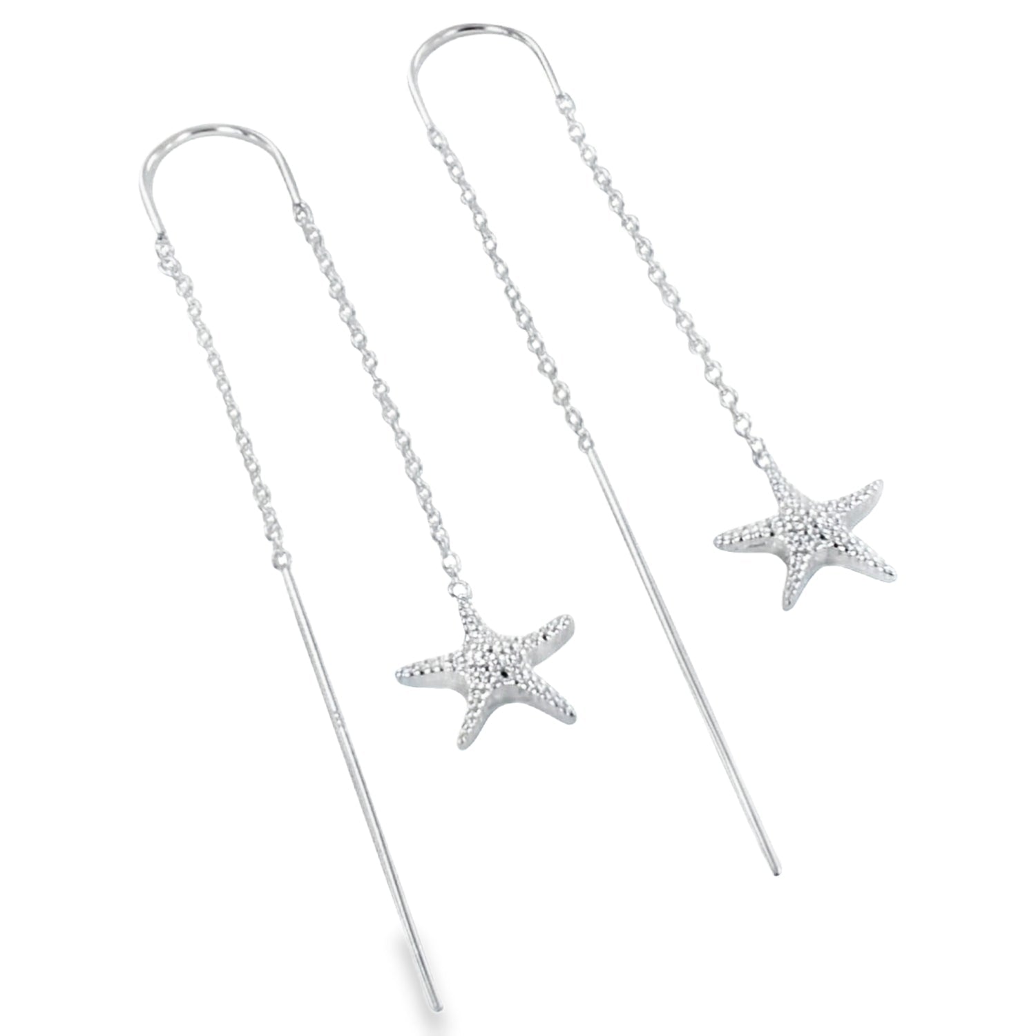 Falling Starfish Earrings in Sterling Silver - Reeves & Reeves
