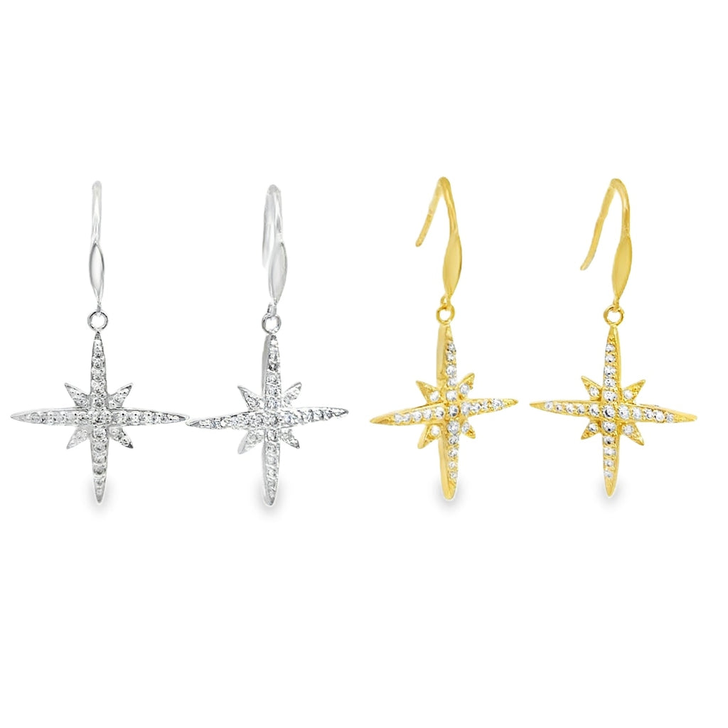 Follow that Star Sterling Silver and Pavé Drop Earrings - Reeves & Reeves
