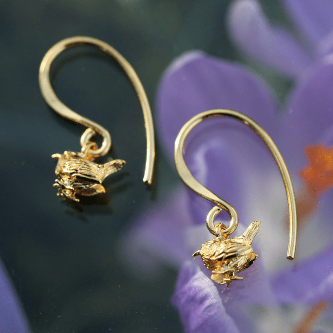 Gold Wren Earrings - Reeves & Reeves