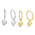 Heart Drop Sterling Silver Hoop Earrings - Reeves & Reeves