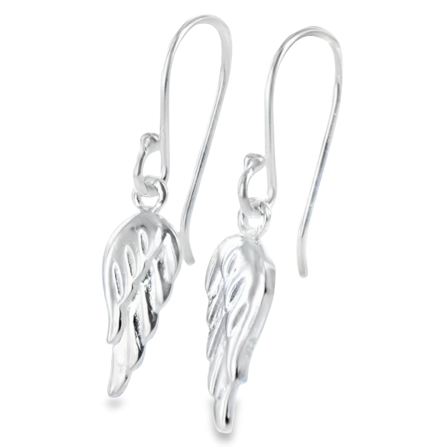 Large Angel Wings Sterling Silver Hook Earrings - Reeves & Reeves