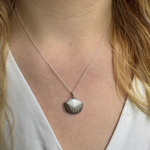 Large Scallop Shell Sterling Silver Necklace - Reeves & Reeves