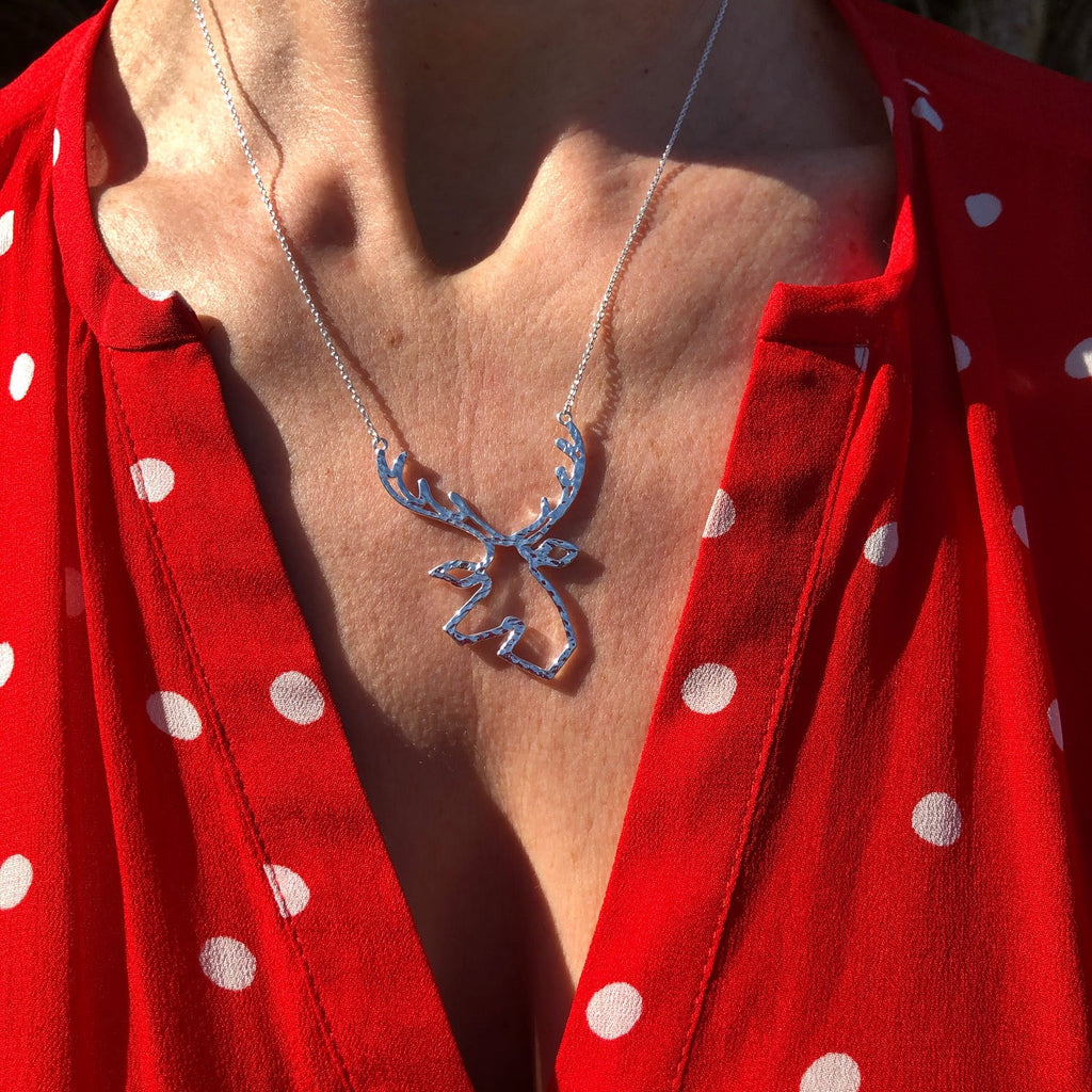 Large Silver Stag Necklace - Reeves & Reeves