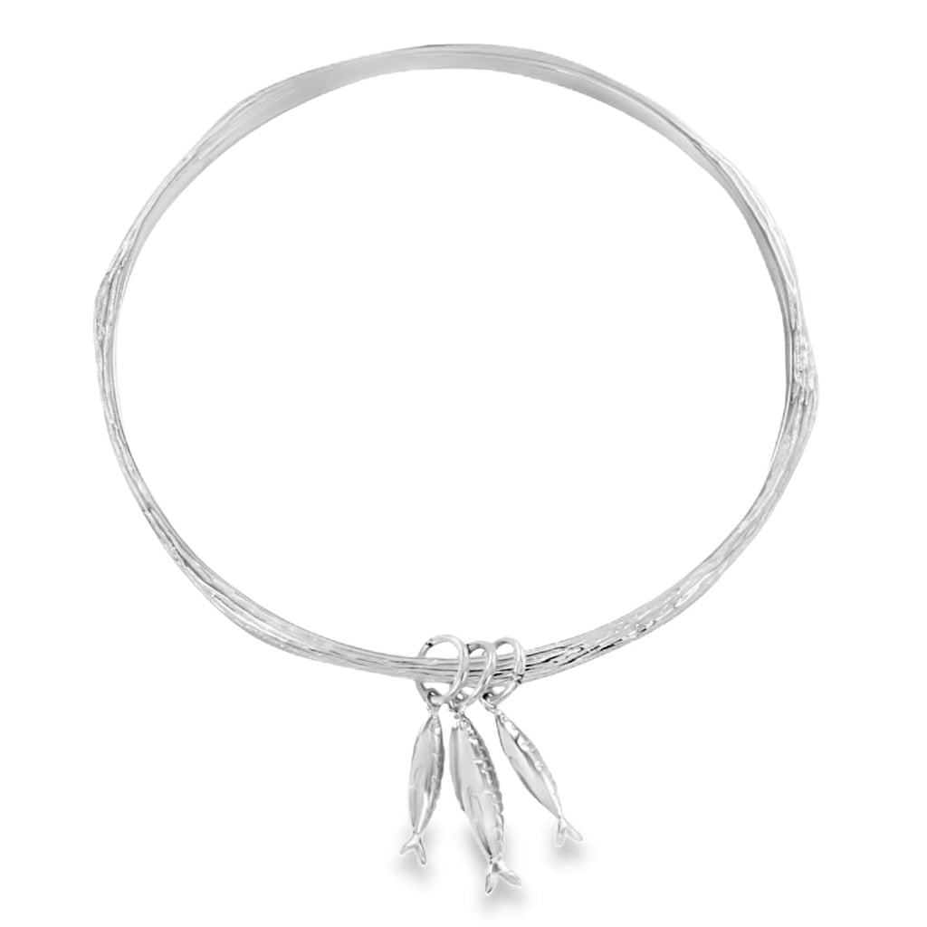 Little Fishes Sterling Silver Bangle - Reeves & Reeves