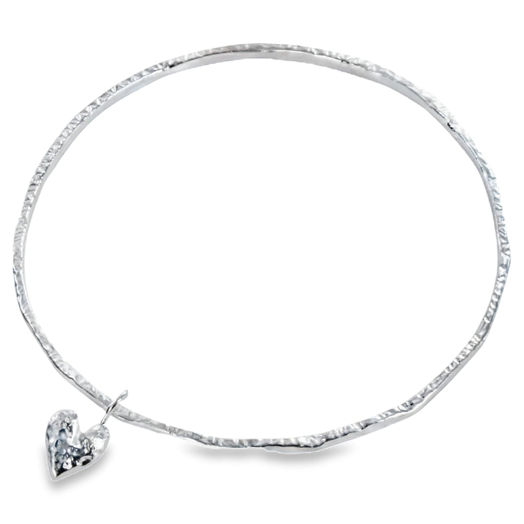 Melting Heart Sterling Silver Charm Bangle - Reeves & Reeves