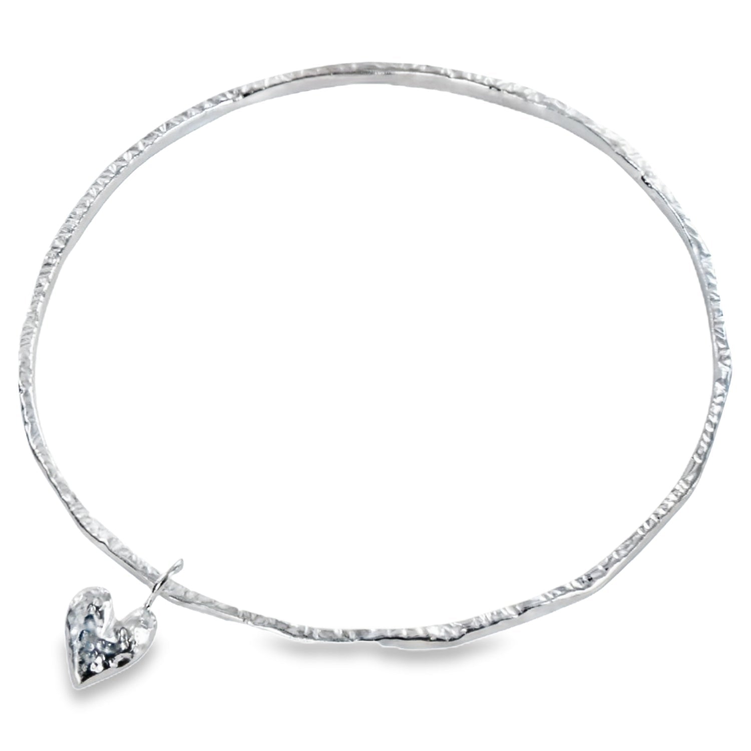 Melting Heart Sterling Silver Charm Bangle - Reeves & Reeves
