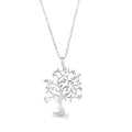 A sterling silver tree necklace with a gold plated 'nut' in the branches. The pendant hangs from a silver adjustable chain.