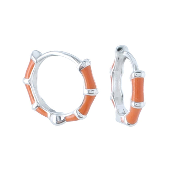 Orange Bamboo Hoop Earrings - Reeves & Reeves