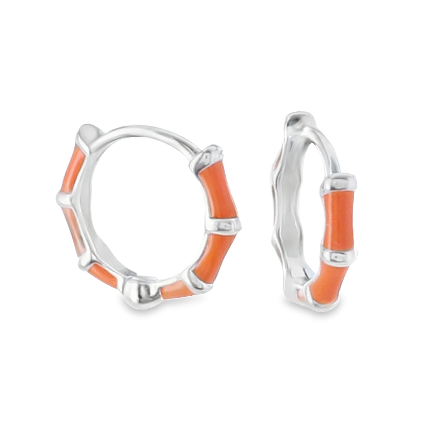 Orange Bamboo Hoop Earrings - Reeves & Reeves