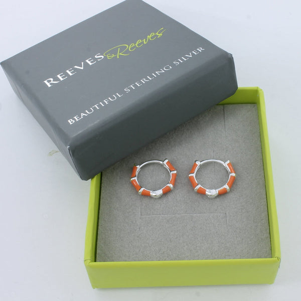 Orange Bamboo Hoop Earrings - Reeves & Reeves