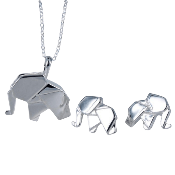 Origami Elephant Sterling Silver Necklace - Reeves & Reeves