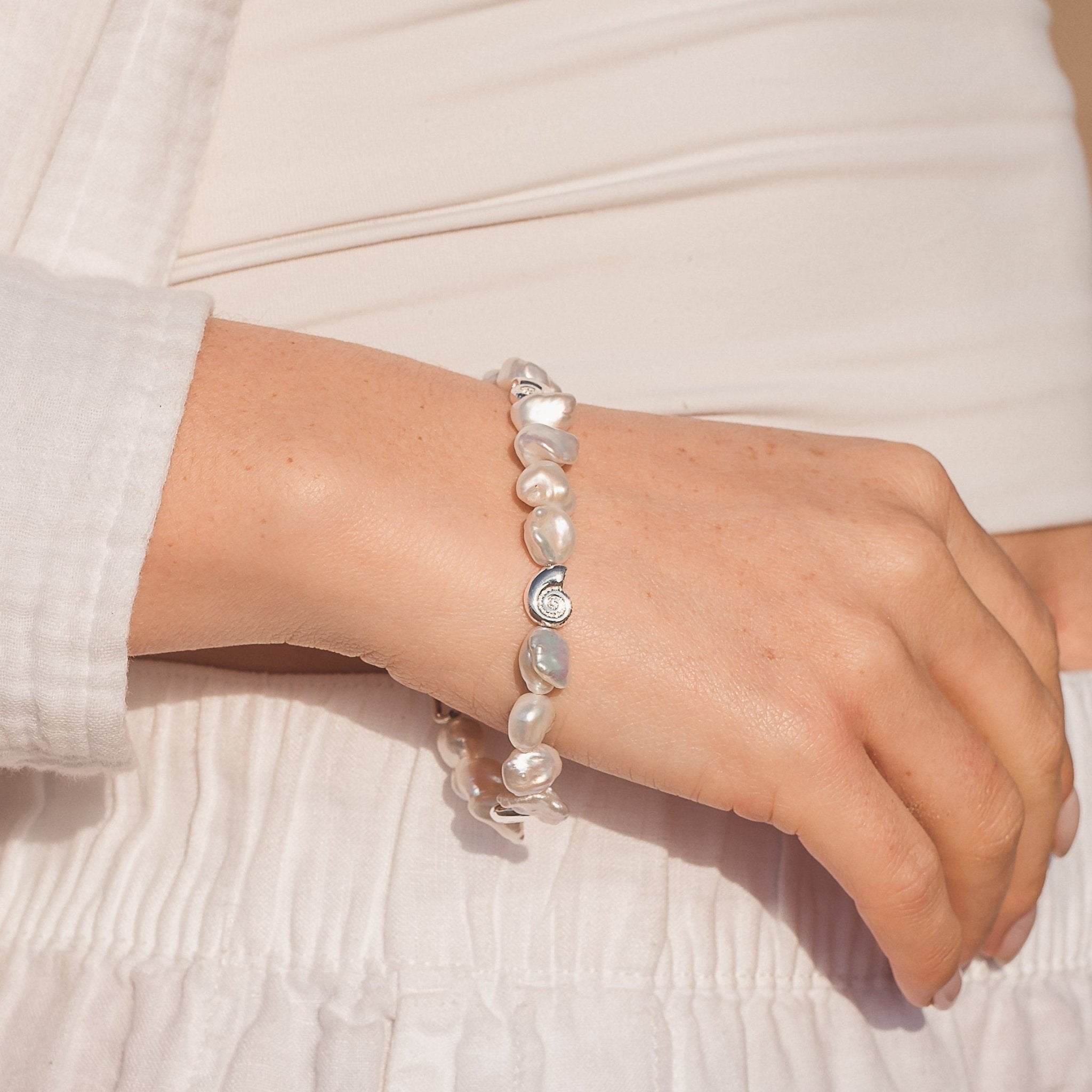 Pearl and Ammonite Bracelet - Reeves & Reeves