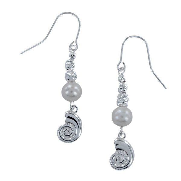 Pearl and Ammonite Drop Earrings - Reeves & Reeves
