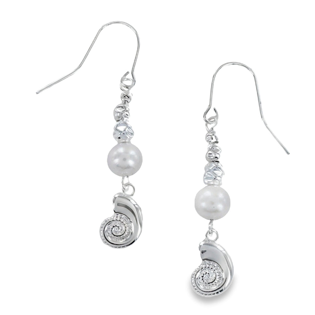 Pearl and Ammonite Drop Earrings - Reeves & Reeves