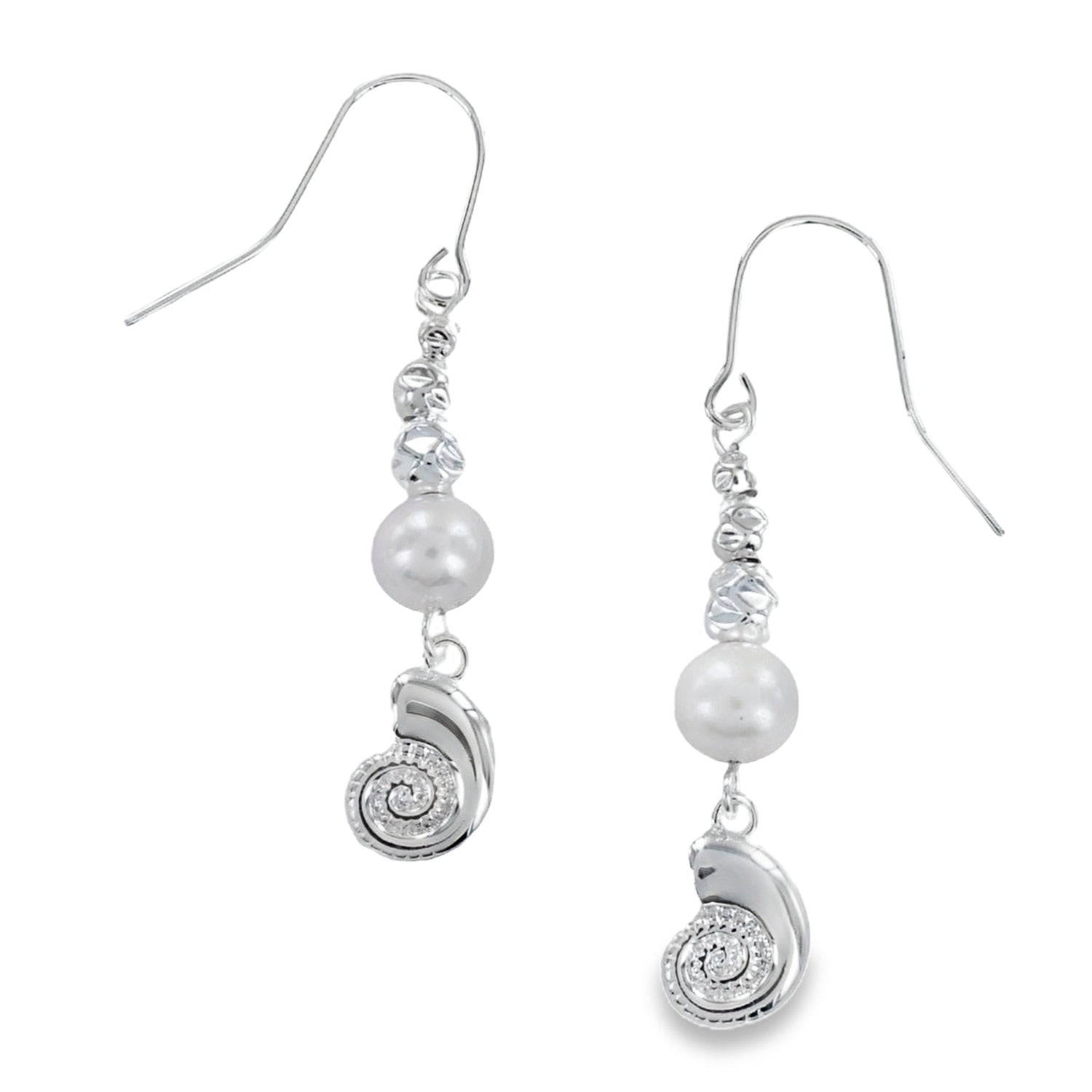 Pearl and Ammonite Drop Earrings - Reeves & Reeves