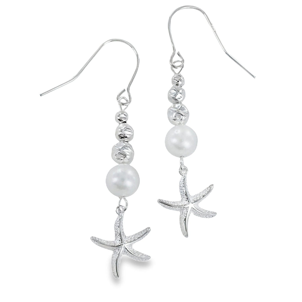 Pearl and Starfish Drop Earrings - Reeves & Reeves