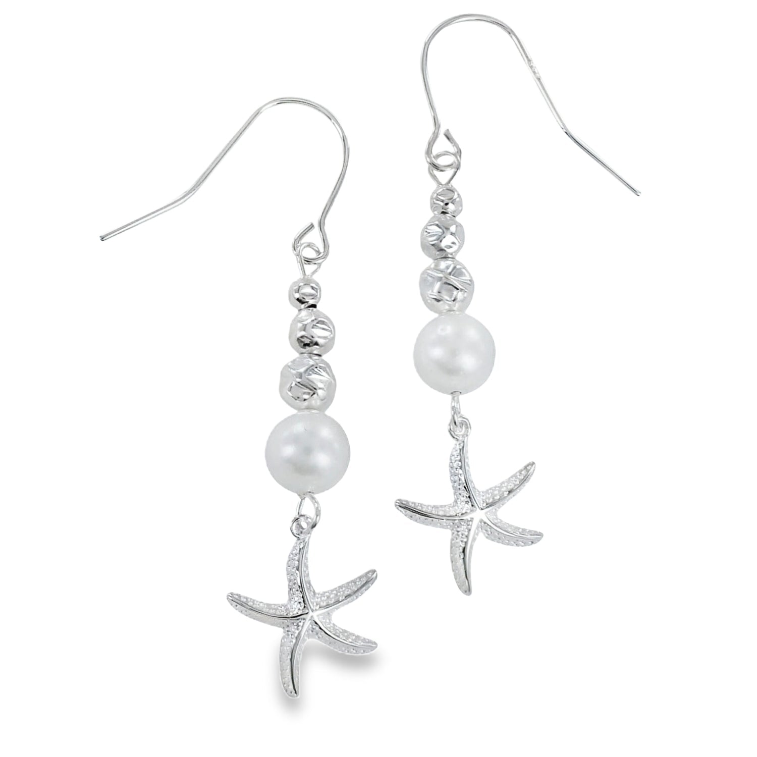 Pearl and Starfish Drop Earrings - Reeves & Reeves