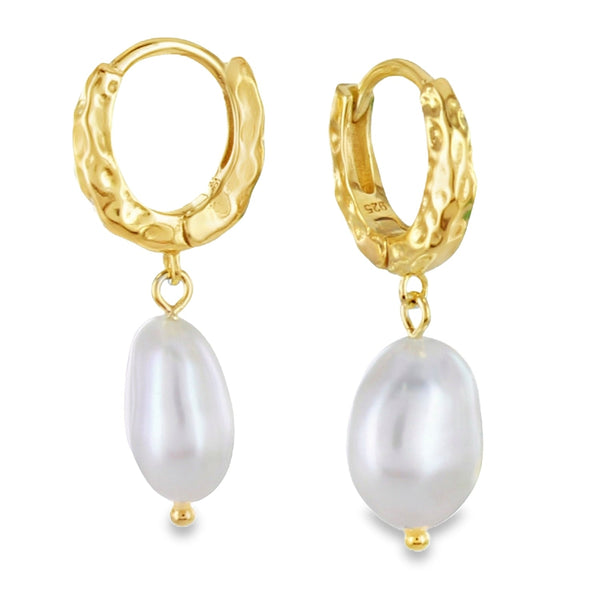 Pearl and Sterling Silver Hoop Earrings - Reeves & Reeves