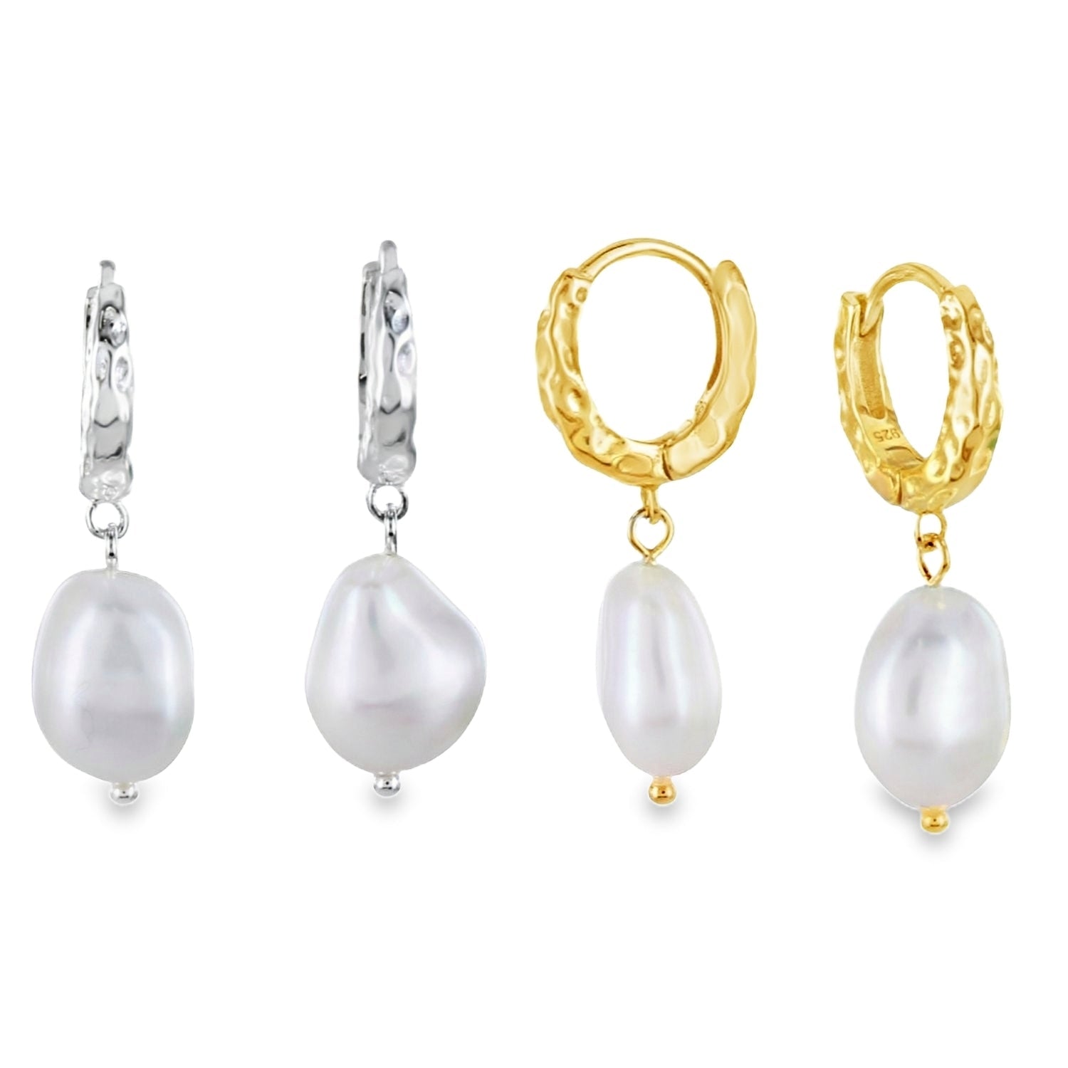 Pearl and Sterling Silver Hoop Earrings - Reeves & Reeves