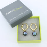 Pentagon Peacock Pearl Hoop Earrings - Reeves & Reeves