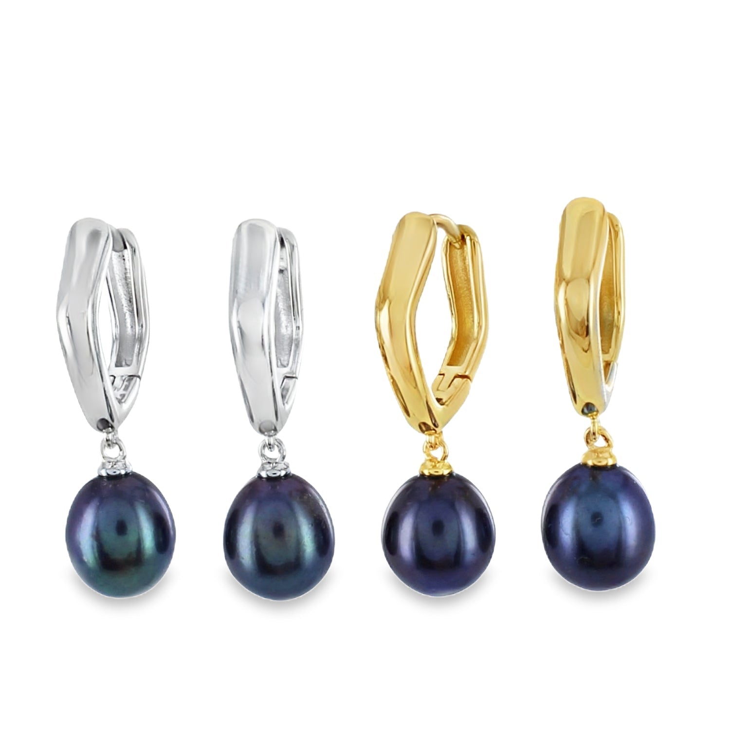 Pentagon Peacock Pearl Hoop Earrings - Reeves & Reeves