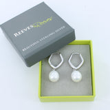 Pentagon Pearl Hoop Earrings - Reeves & Reeves