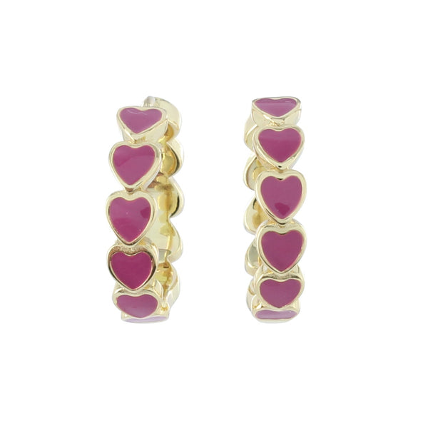 Pink and Gold Heart Hoops - Reeves & Reeves