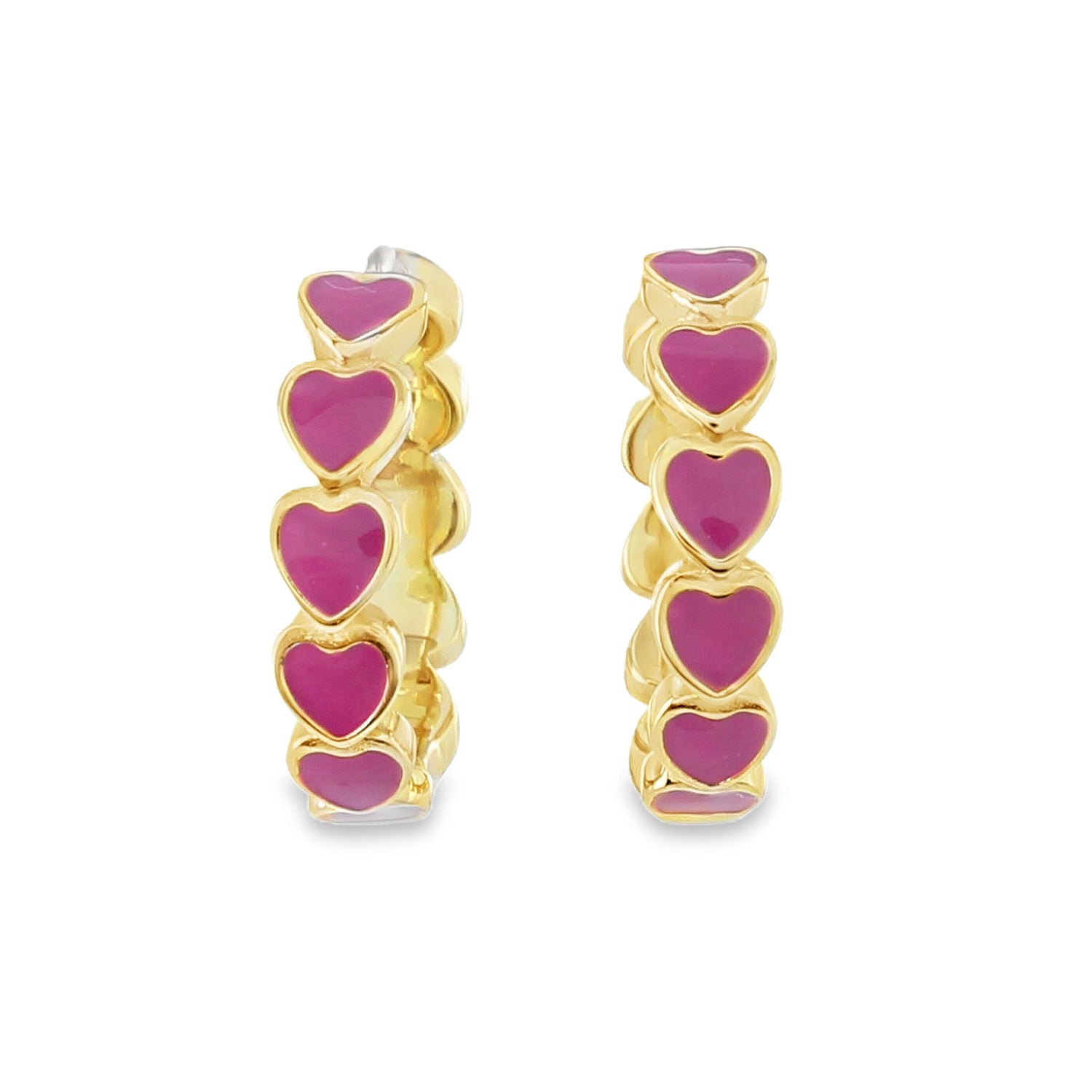 Pink and Gold Heart Hoops - Reeves & Reeves
