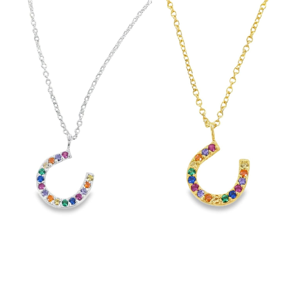 Rainbow Crystals and Sterling Silver Horseshoe Necklace - Reeves & Reeves
