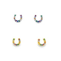 Rainbow Sterling Silver Horseshoe Stud Earrings - Reeves & Reeves