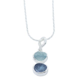 Rough Duo Stone Drop Necklace in Sterling Silver - Reeves & Reeves