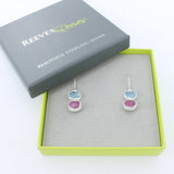 Ruby and Aqua Rough Stone Drop Earrings - Reeves & Reeves