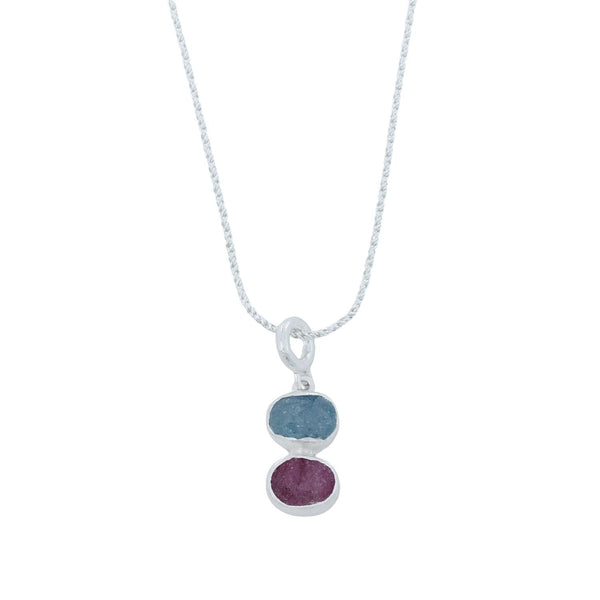 Ruby and Aqua Rough Stone Pendant - Reeves & Reeves