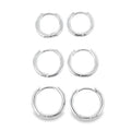 Set of Three Silver Huggie Hoop Earrings - Reeves & Reeves