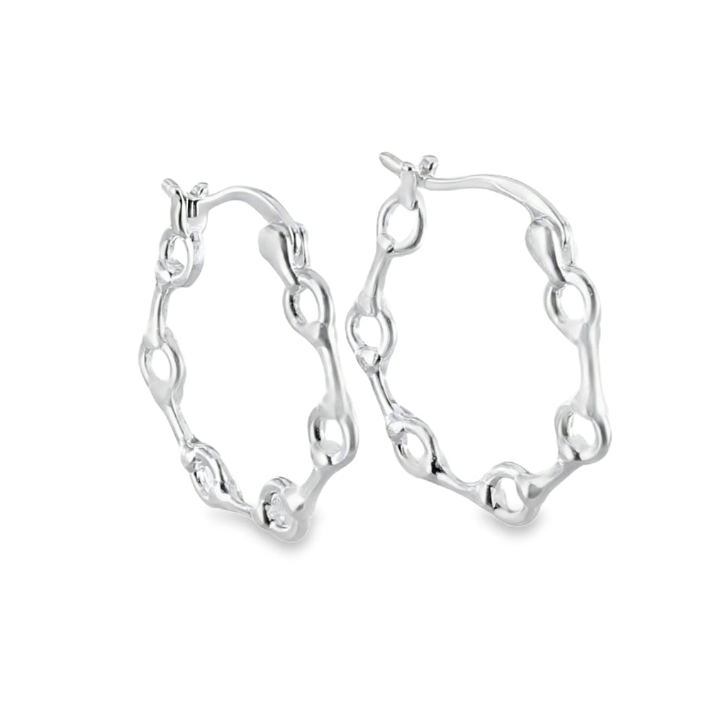 Snaffle Sterling Silver Hoop Earrings - Reeves & Reeves