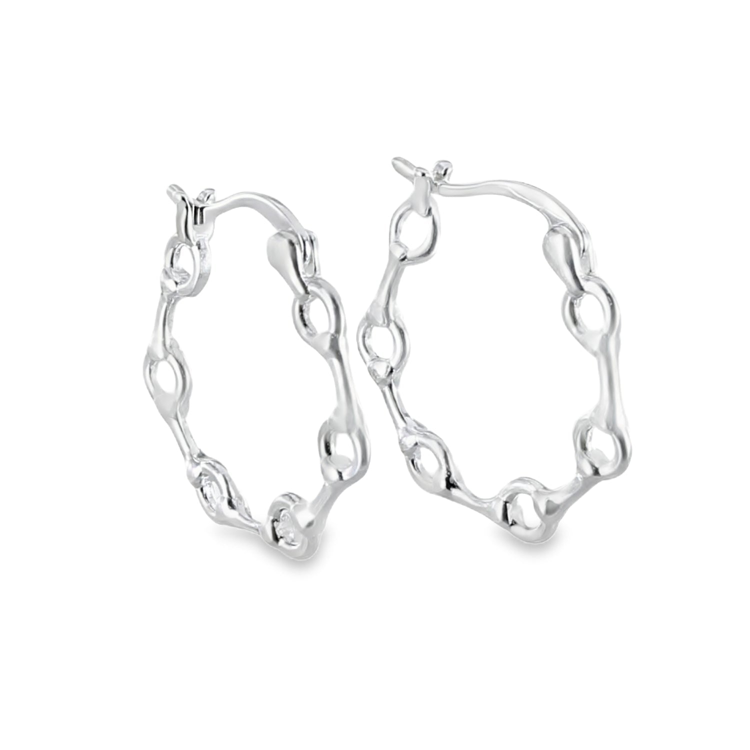 Snaffle Sterling Silver Hoop Earrings - Reeves & Reeves