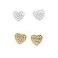 Sparkling Sterling Silver Heart Studs - Reeves & Reeves